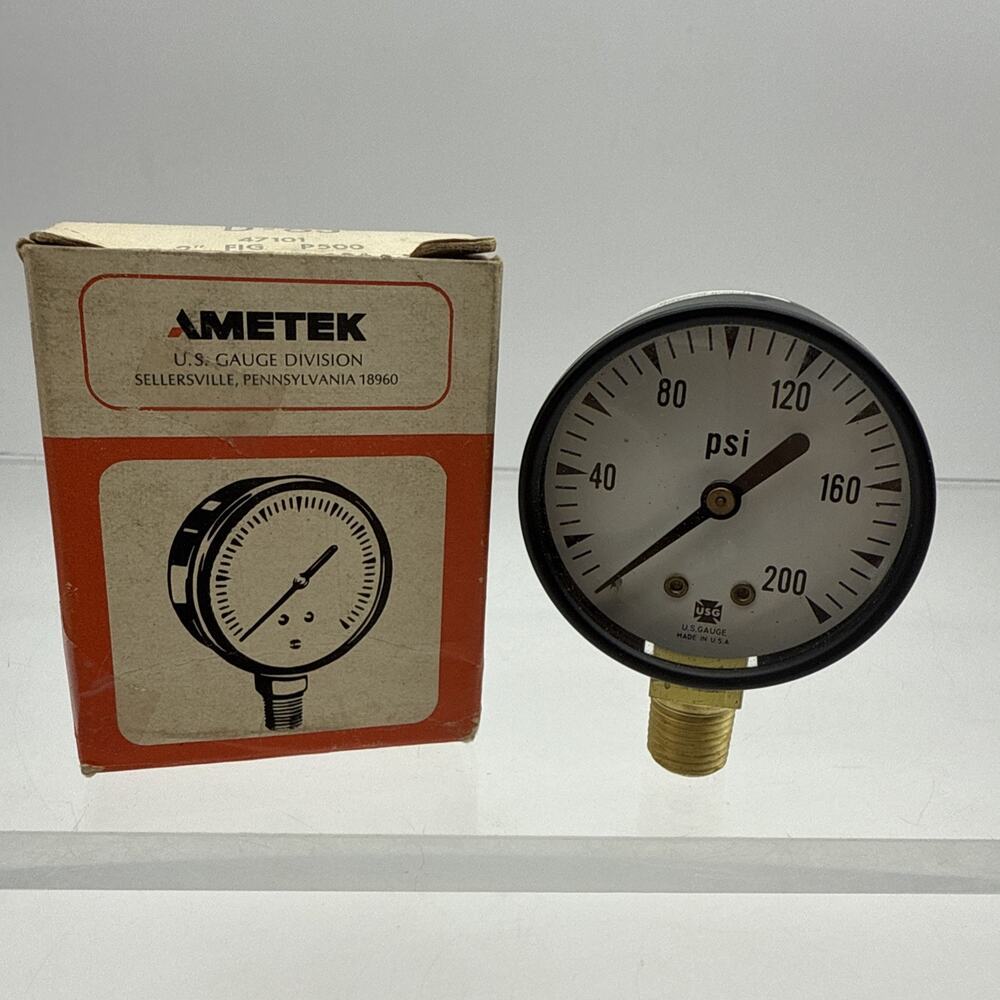 Vintage US Gauge 0-15 PSI. 2" Round. Made In Usa Sellersville Pa. Untested new.
